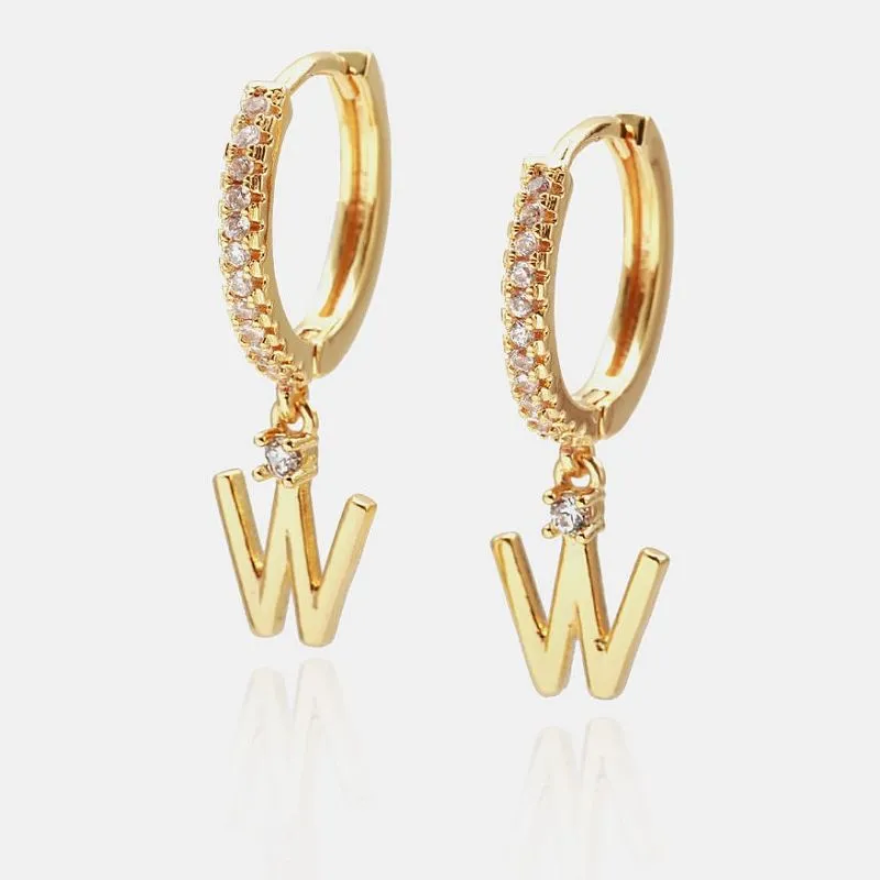 Dangle W initiële oorbel