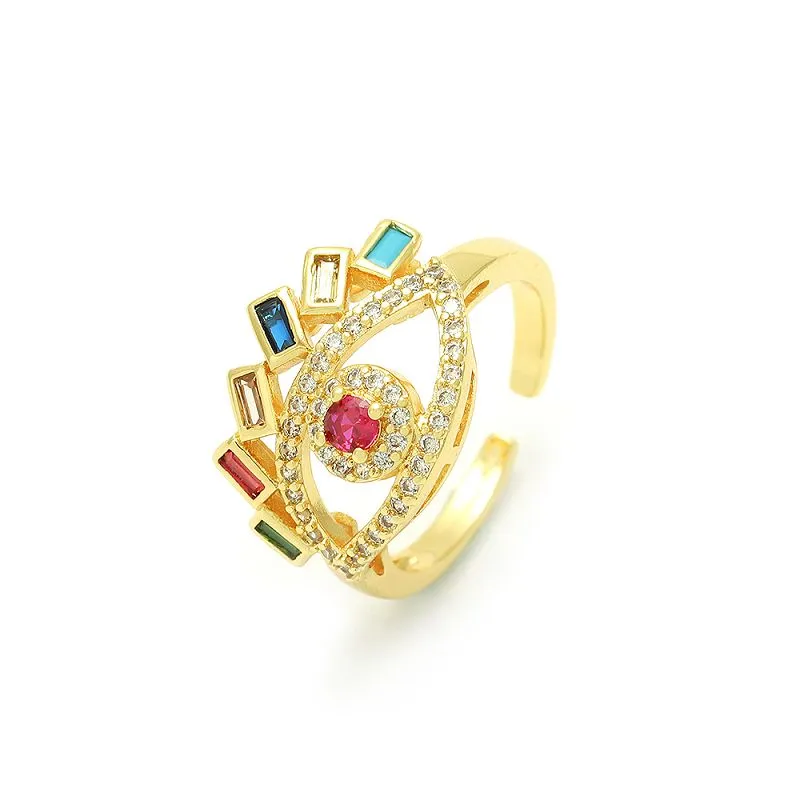 Vergulde Boze Oog Ring Verstelbaar