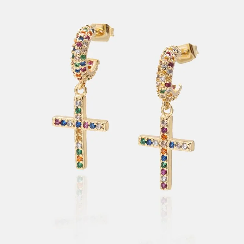 Gepersonaliseerde ontwerp Cross Dangle Earring