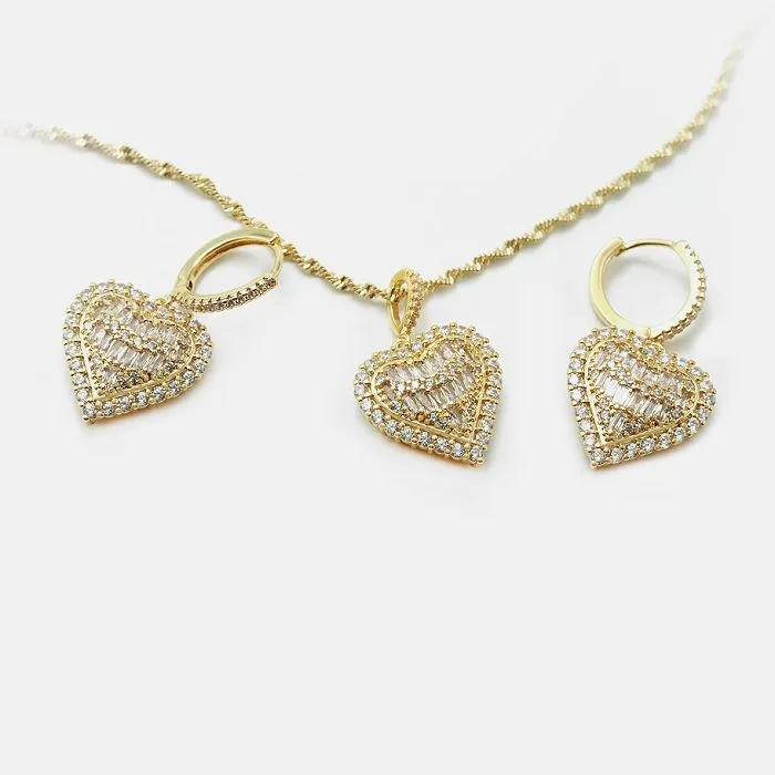 Rechthoek Cz Dangle Heart Earring