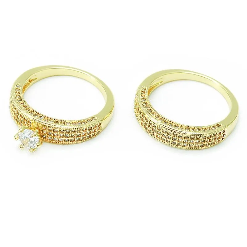 Unieke Vergulde Bruidsring Set